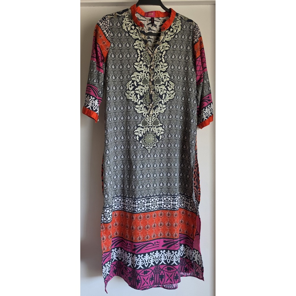Frontier Heritage Tunic XL Boho Geometric Long Sleeve Embellished Top Lightweigh